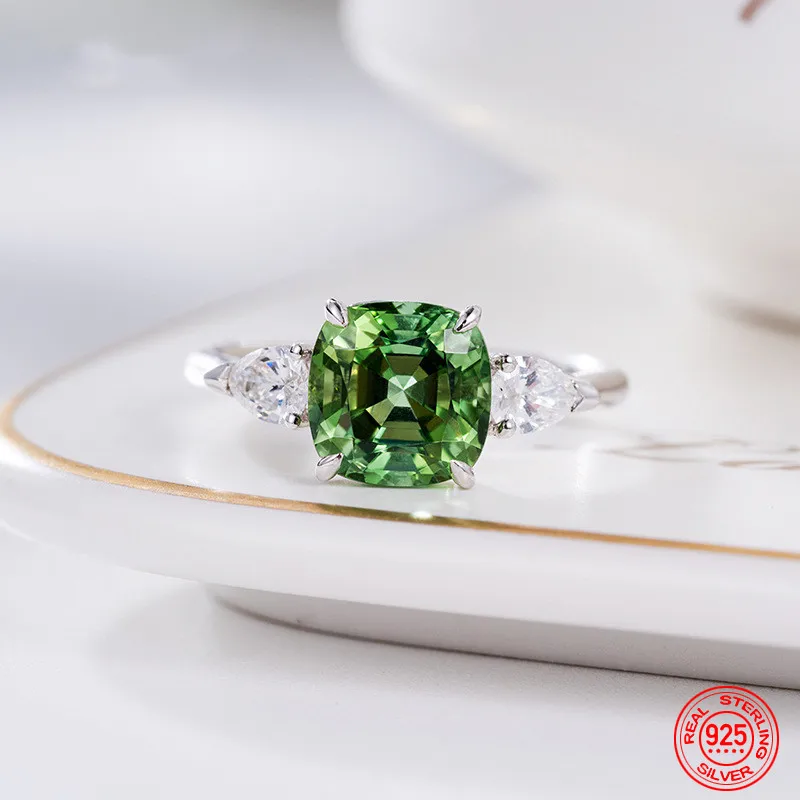 

925 Sterling Silver Emerald Ring For Women Wedding Jewelry