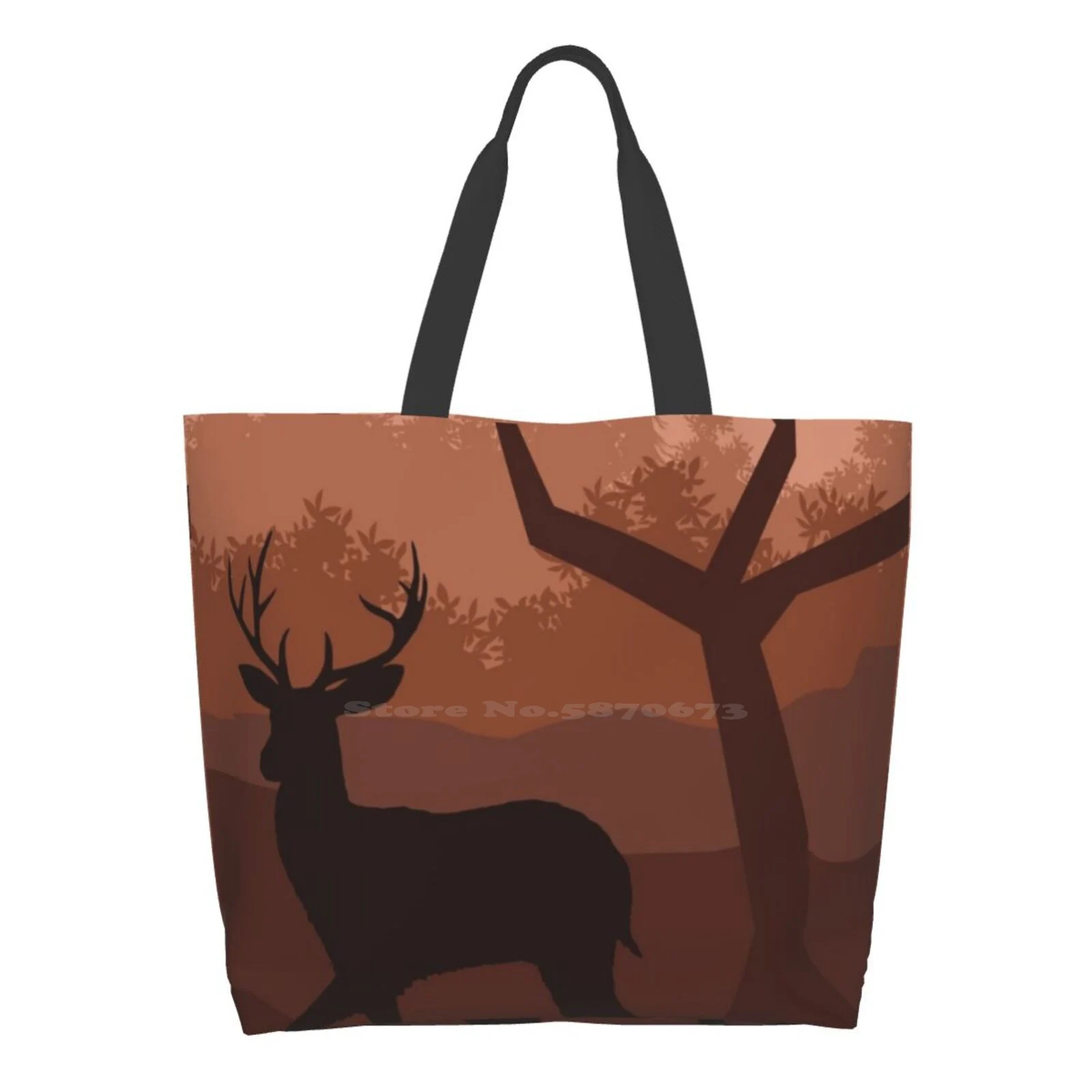 

Deer In The Evening Twilight Printed Casual Tote Large Capacity Handbags Deer Wild To Hunt Hunting Red Deer High Seat