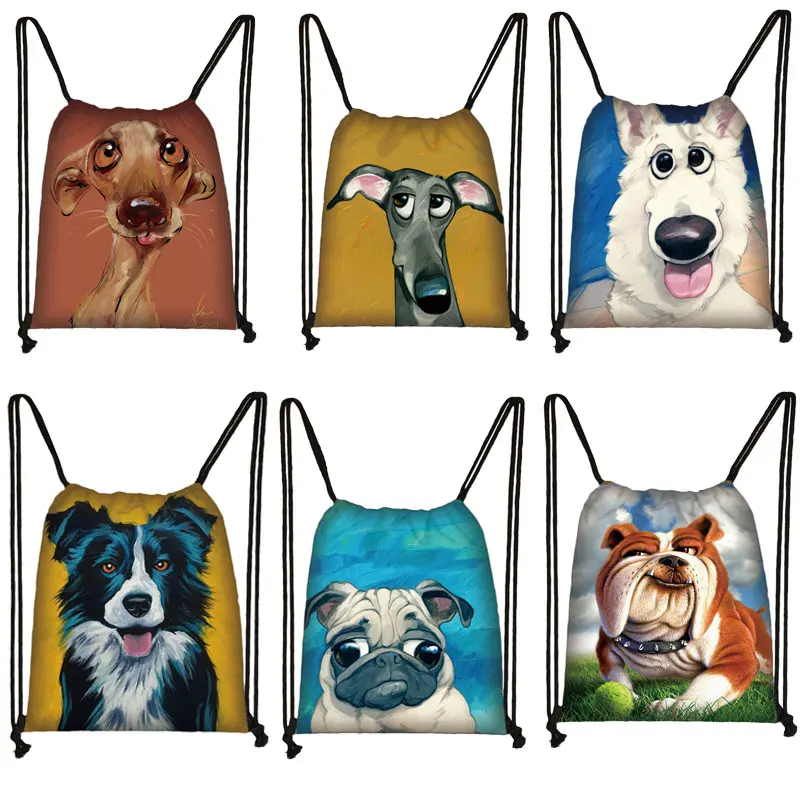 

3D French Bulld Backpack Cartoon Dog Drawstring Bag Rucksack Boys Girls Travel Bags Men Storage Bag Woman Shopping Bag Shoes Bag