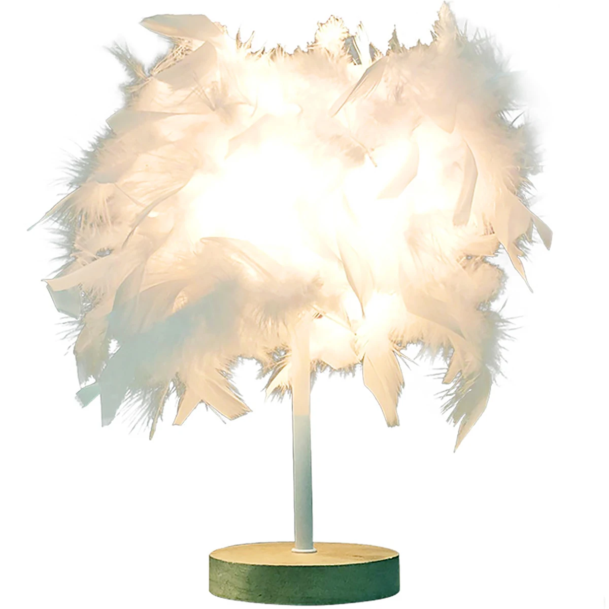 

White Feathers Table Lamp with 6pcs LEDs USB Powered LED Feather Night Light Eye-protection Feather Crystal Table Lamp for