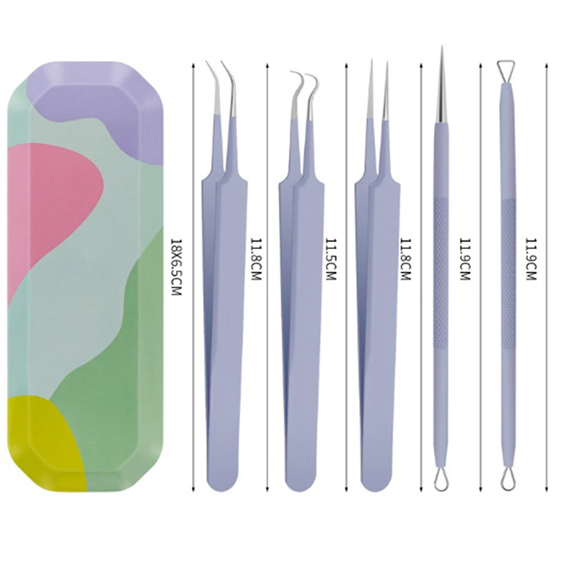 

5Pcs Acne Needle Blackhead Remover Pimple Blemish Comedone Extractor Tweezer Kit Stainless Steel Acne Needle Set