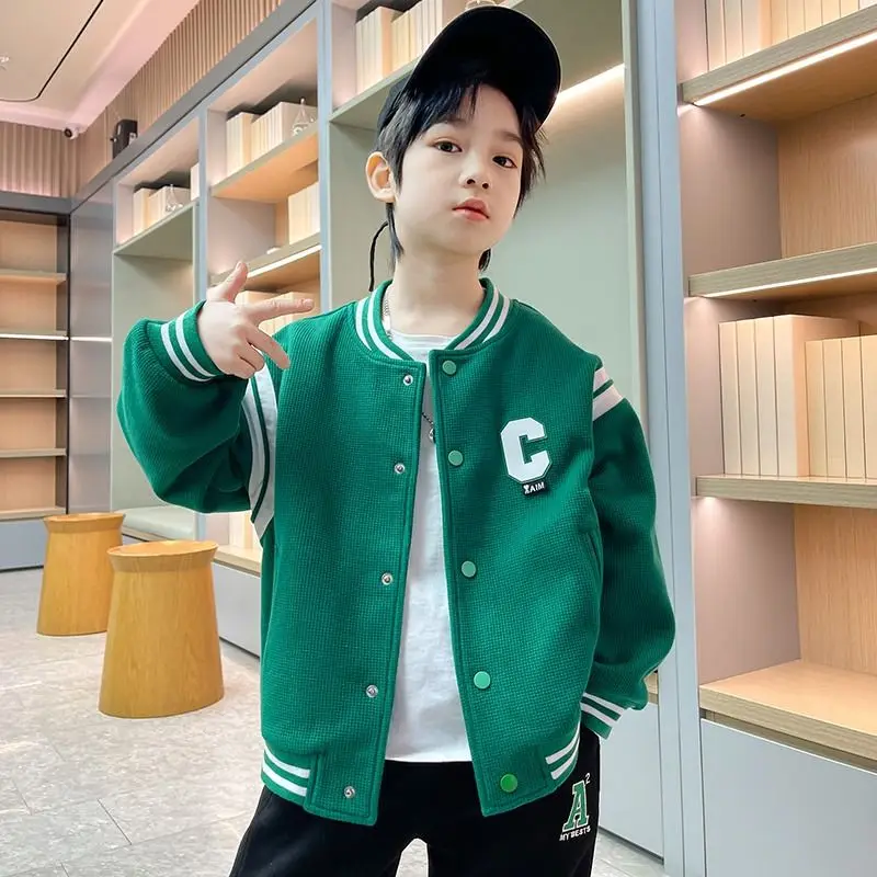 

Boys Coat Jacket Cotton Outerwear Overcoat 2023 Simple Spring Autumn Teenagers Gift Top Children's Clothing