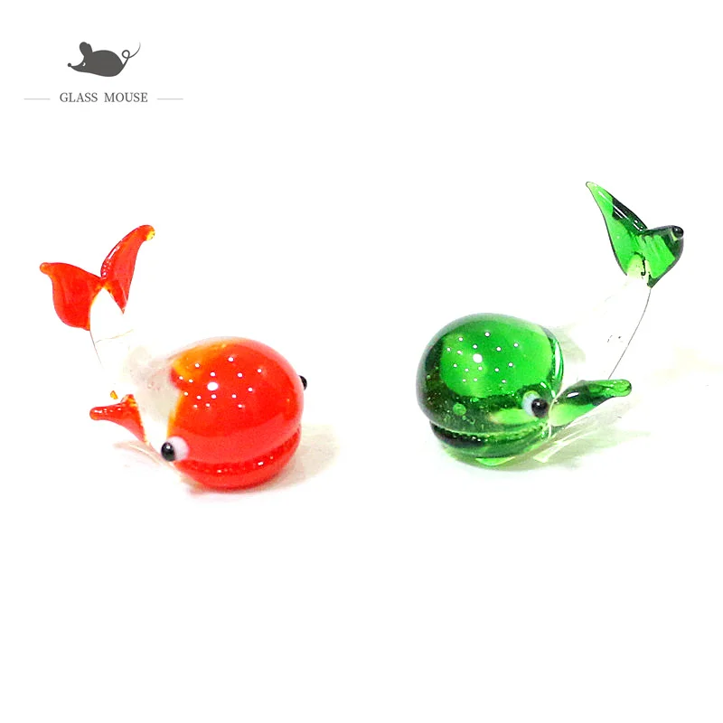 

Cute Glass Whale Mini Figurine Ornaments Colorful Vivid Sea Animal Tiny Statue Home Desktop Aquarium Fish Tank Decor Accessories