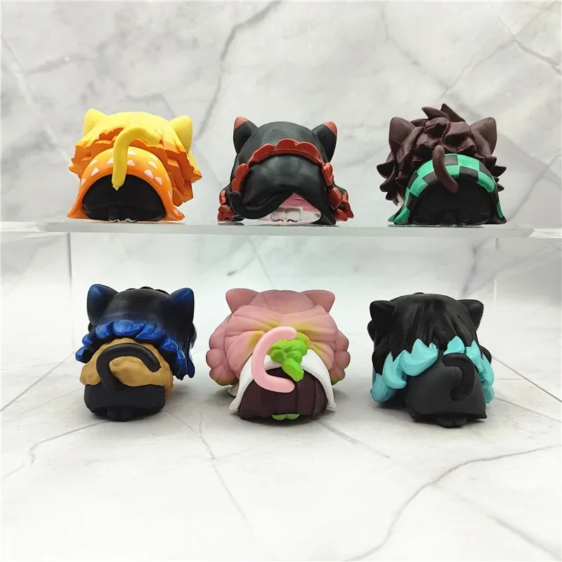 Фото Аниме Demon Slayer Kamado Nezuko Tanjirou Agatsuma Zenitsu PVC Q Version Napping Cat Inosuke Prone Pose Модель игрушки №5
