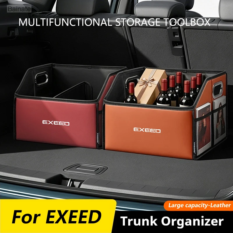 Фото Органайзер для багажника автомобиля, для EXEED EX LX VX TXL RX ET TX 2026, кожаный складной органайзер, аксессуары для салона автомобиля №1