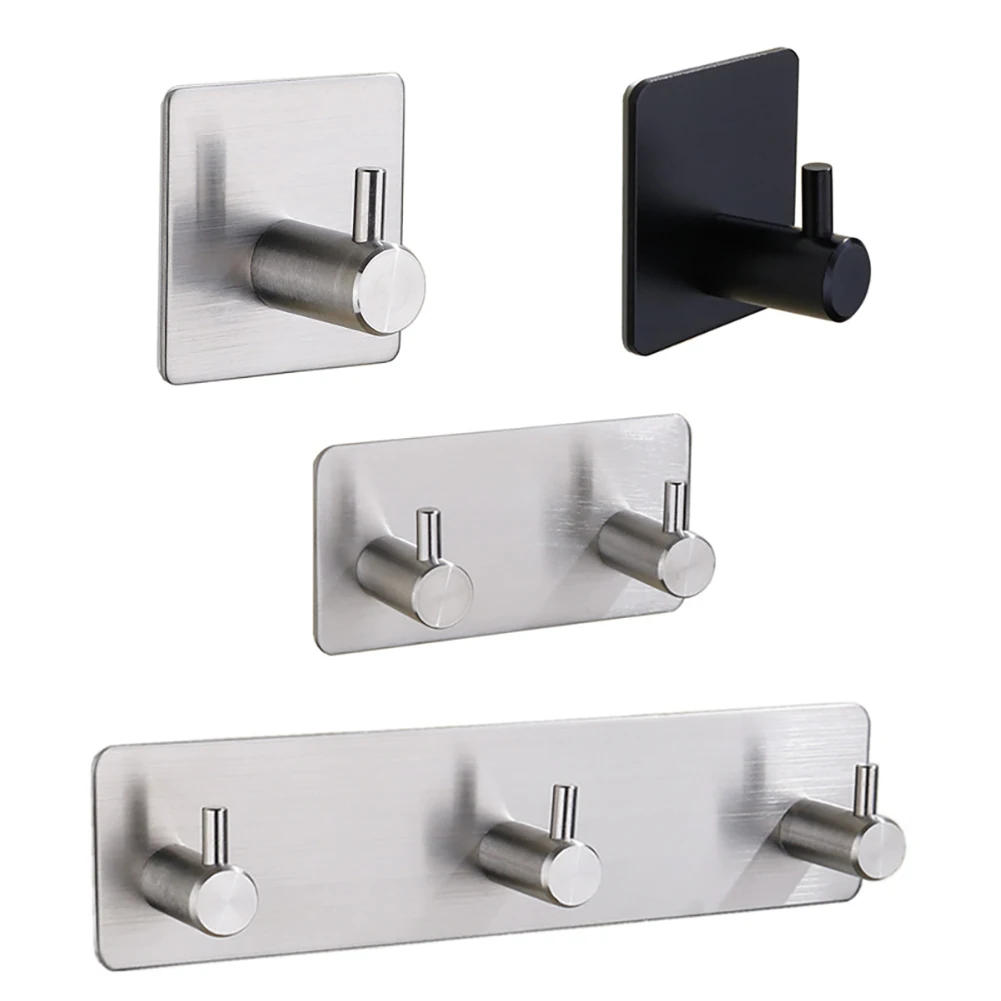 

Robe Hook Wall Hook Towel Hook for Bathroom Adhesive Stainless Steel Keys Coat Hook Rustproof Hook Hanger for Kitchen Hardware