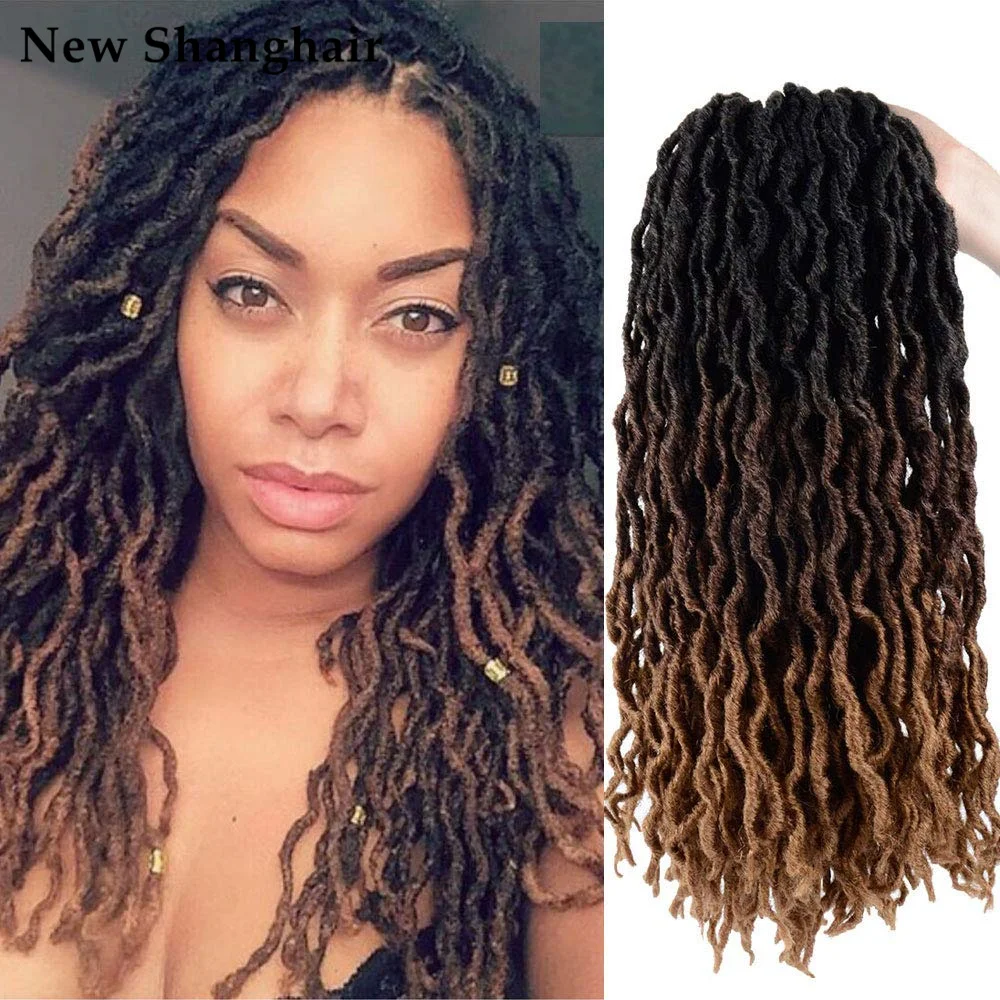 

18 Inch Faux Locs Crochet Hair Gypsy Locs Crochet Braids Pre Looped Curly Wavy Locs Crochet African Roots Braiding Hair NS18