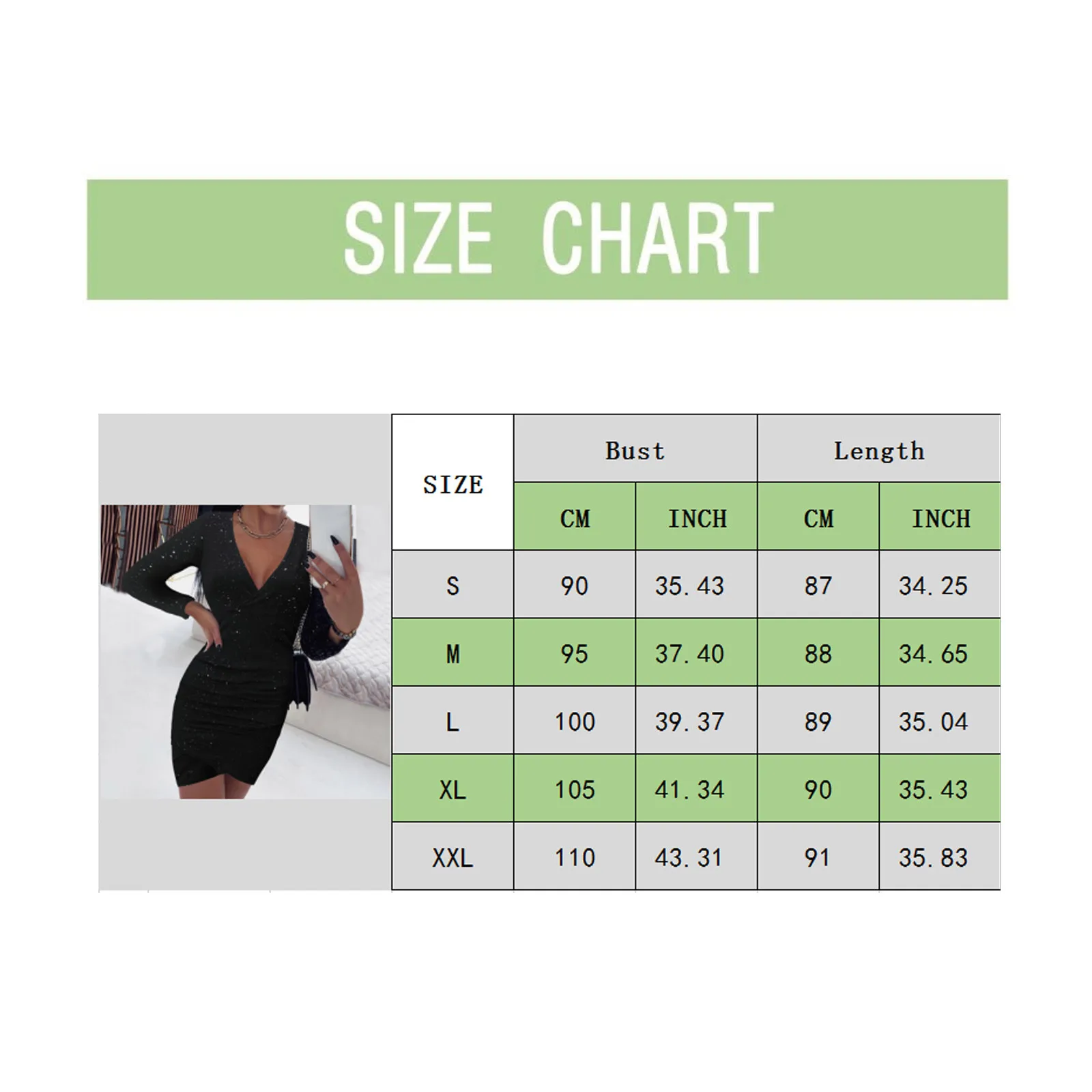 Женское платье с длинным рукавом V-образным вырезом и блестками