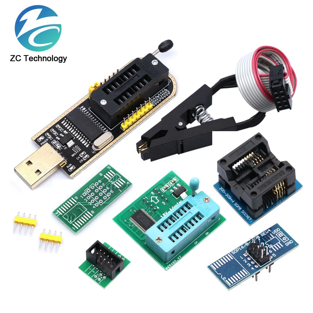 Оригинальный модуль USB программатора CH341A 24 25 серия EEPROM флеш-BIOS + зажим SOIC8 SOP8 для