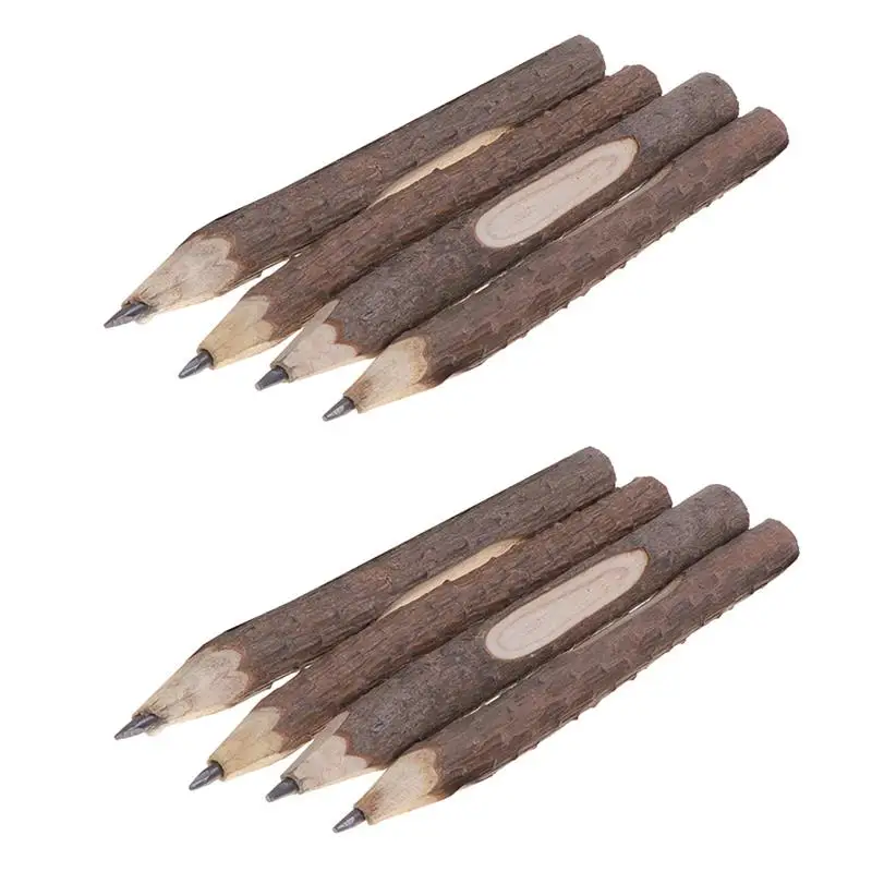 

8pcs Retro Bark Pencils Wooden Tree Rustic Twig Pencils Gifts for Kids Children