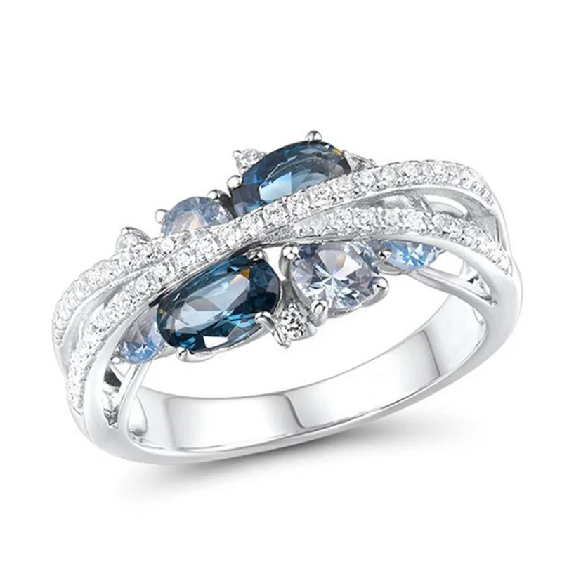 

Romantic Infinity Style Finger Rings for Women with Blue Pink Cubic Zirconcia Wedding Engagement Bridal Jewelry Female Gifts