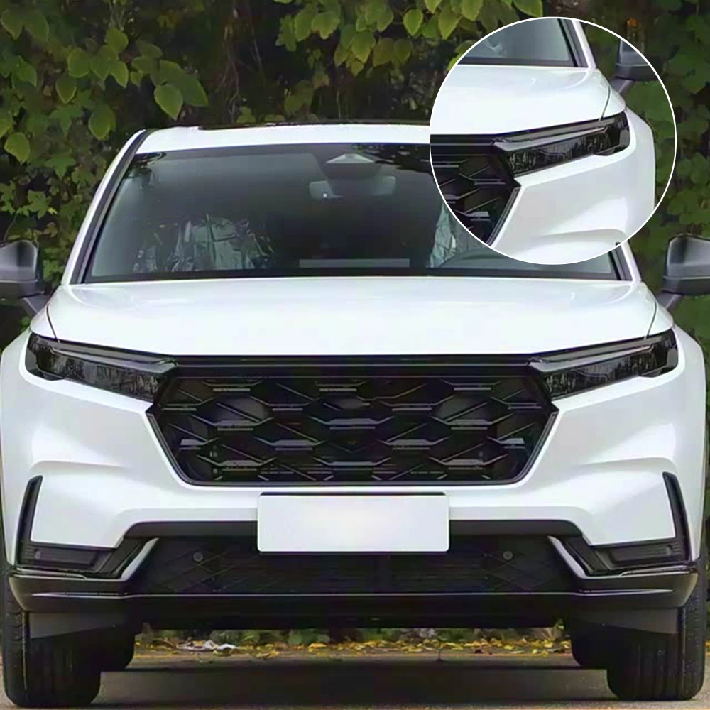 Фото Защитная пленка из ТПУ для фар Honda CR-V 2022-2025, дымчато-черная, глянцевая, предварительно вырезанная, антицарапийная, виниловая пленка PPF, комплект для оклейки №4