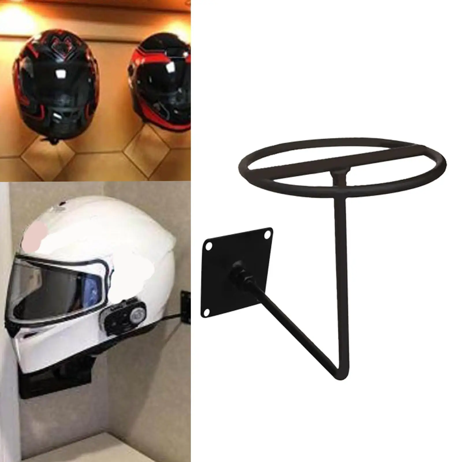 

Wall Mounted Helmet Holder, Metal Multifunctional Storage Stand Hanger Rack Fit for Jacket Caps Coats Entryway Garage