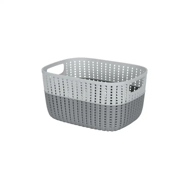 

Pack 2-Tone Decorative Plastic Medium Storage Basket in Grey