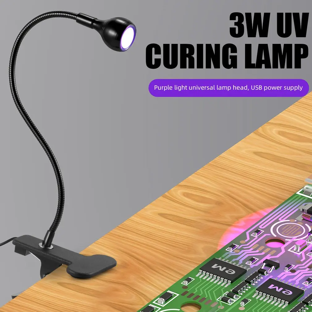 

USB Mini UV Gel Curing Light Desk Lamp Led Ultraviolet Lights Clip-On Flexible Metal Tube UV Lamp Nail Dryer for DIY Nail Art