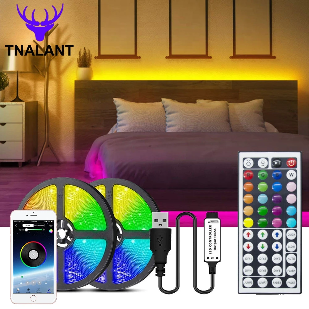 

LED Light Strip 1M-30M 5050 RGB Flexible Ribbon Bluetooth WIFI Controller Decoration BackLight Lamp Night light Luminous String