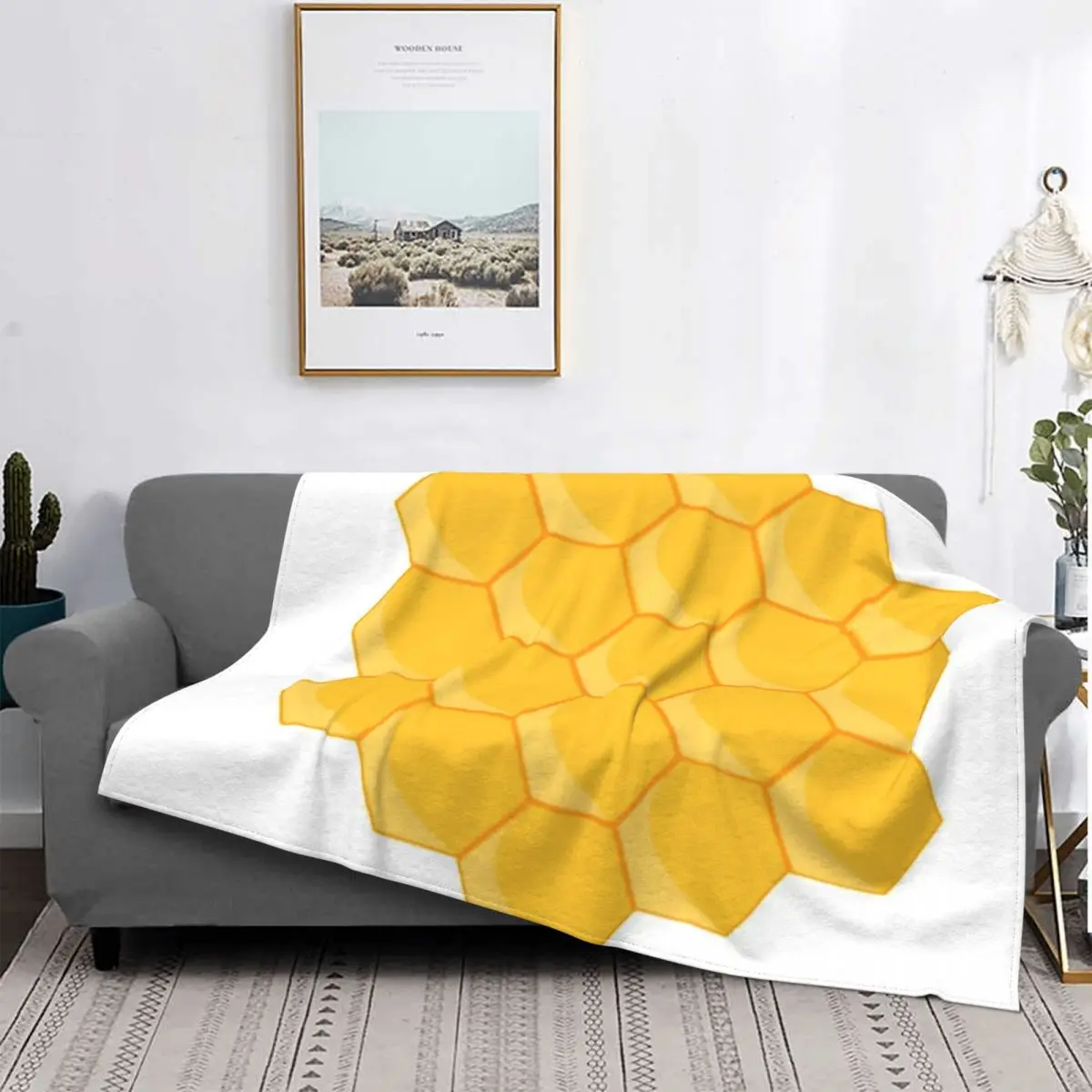 

Manta de diseño amarillo hexagonal, cubrecama a cuadros, fundas de cama, manta térmica, toalla de playa de lujo