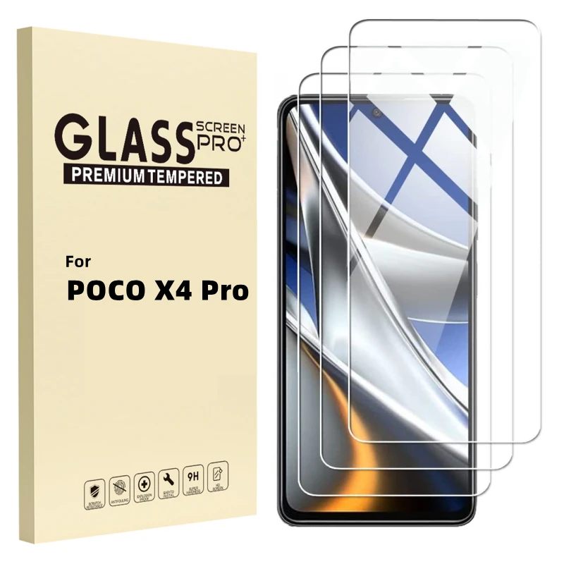 

Закаленное стекло для Xiaomi Poco X4 Pro 5G 2022, защита экрана от царапин, защитная пленка для Mi Poco X4Pro, стеклянный чехол, 3-1 шт.