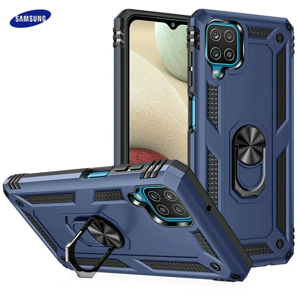 Shockproof Armor Metal Magnetic Case For Samsung Galaxy A12 M12 F12 Car Holder Phone Case For A 12 Matte Funda Ring Cover Coque