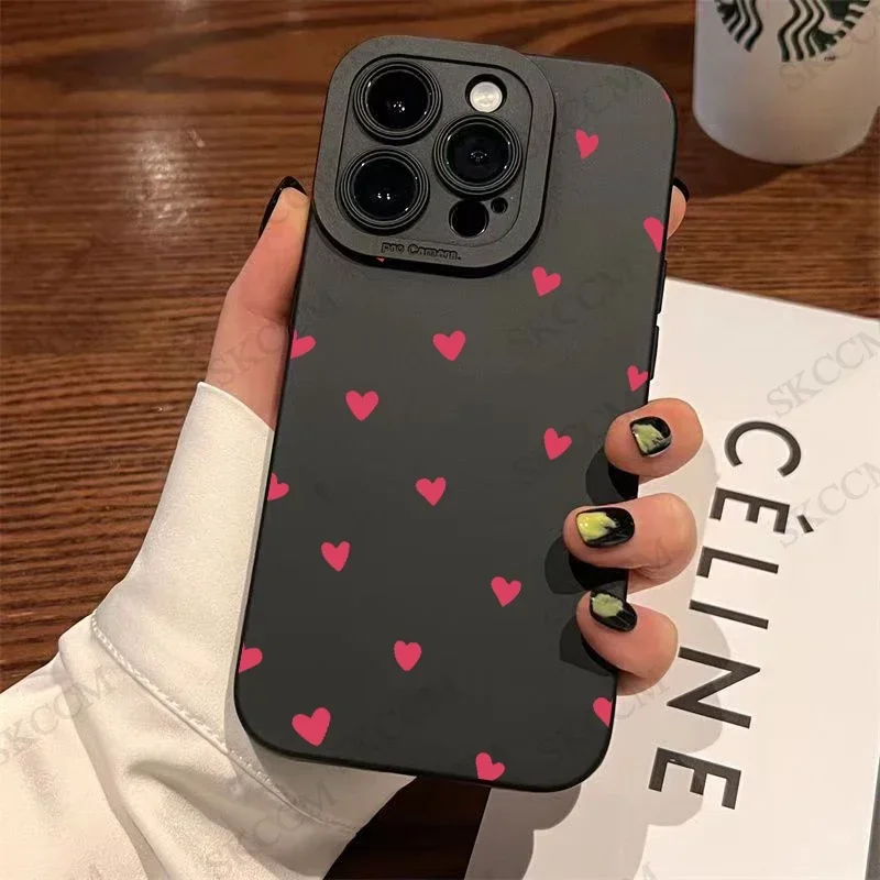 Black-Loves Hearts Pupil Full Screen Phone Case For Samsung Galaxy Note S8 S9 S10 S10E S20 FE S21 S22 Plus Ultra 5G M31 Silicone