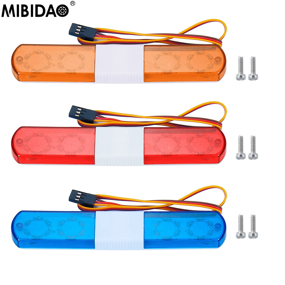 MIBIDAO 6 Modes 115/145mm RC Car Police Flash LED Light Bar Alarming Light for 1/10 Axial SCX10 D90 Kyosho Tamiya Parts