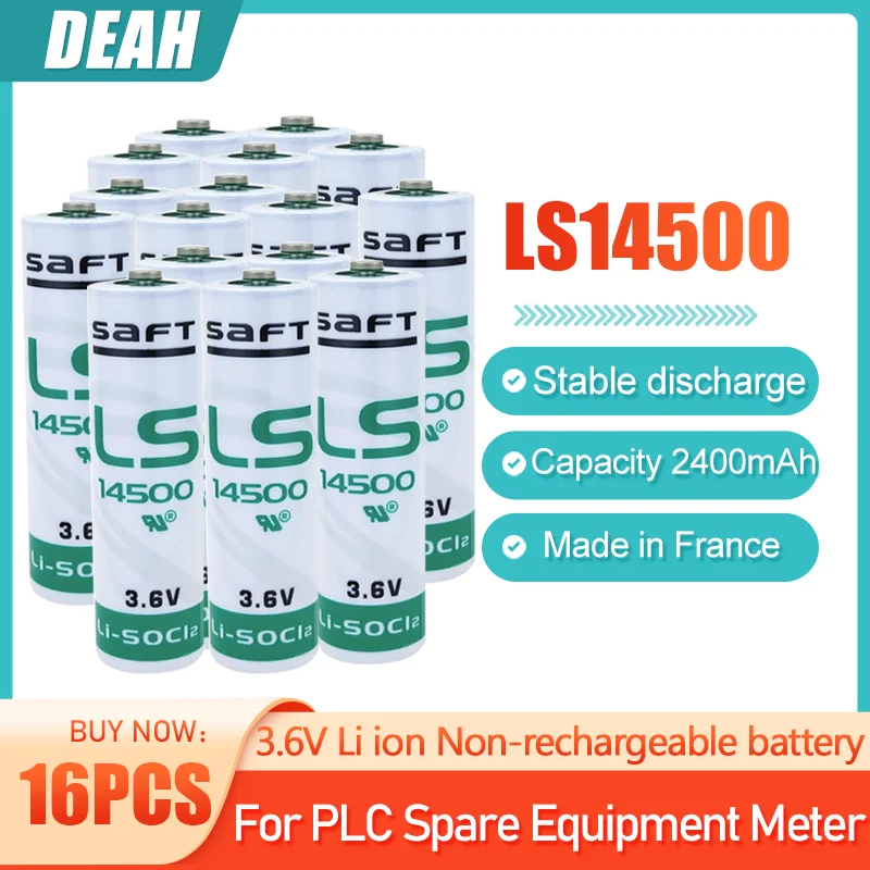 16 шт. оригинальные литиевые неперезаряжаемые аккумуляторы SAFT LS14500 AA 3 6 в 2400 мач