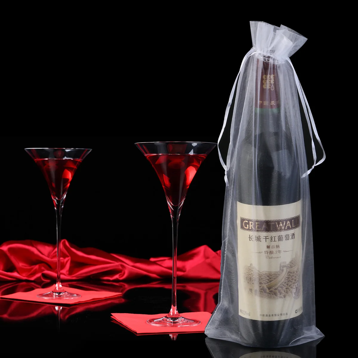 

Clear Wrapping Bags Bottles Tasting Party Favors Mesh Organza Gift Packing