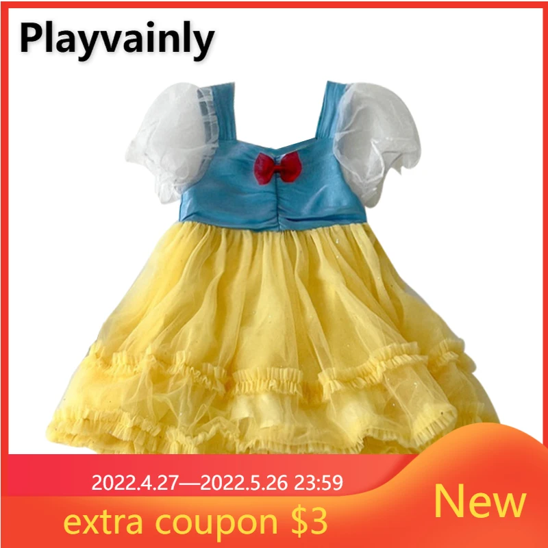 

Новинка летняя одежда для маленьких девочек синее желтое лоскутное Сетчатое платье принцессы с квадратным воротником с пышными рукавами и ...