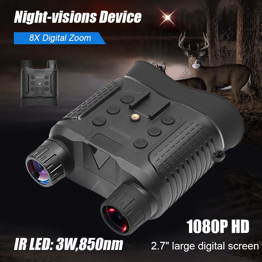 

Outdoor Night Vision Goggles Infrared Night Vision Binoculars Digital Head Mount Telescope 8X 1080P Videos Photos 2.7" Screen
