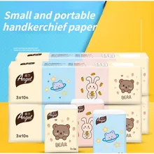Primary Wood Pulp Portable Handkerchiefs Small Pack of Paper Towels Wet Water Flexible Facial Tissues Outdoor Disposable Napkins