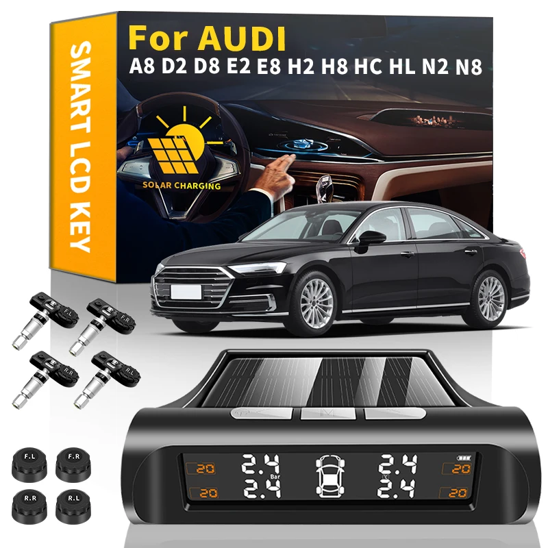 

Car Solar TPMS Tyre Pressure Monitoring System External Sensors Digital LCD Display For Audi A8 D2 D8 E2 E8 H2 H8 HC HL N2 N8