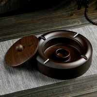 ebony solid wood ashtray with cover large creative personality chinese household ashtray retro desktop decor c61