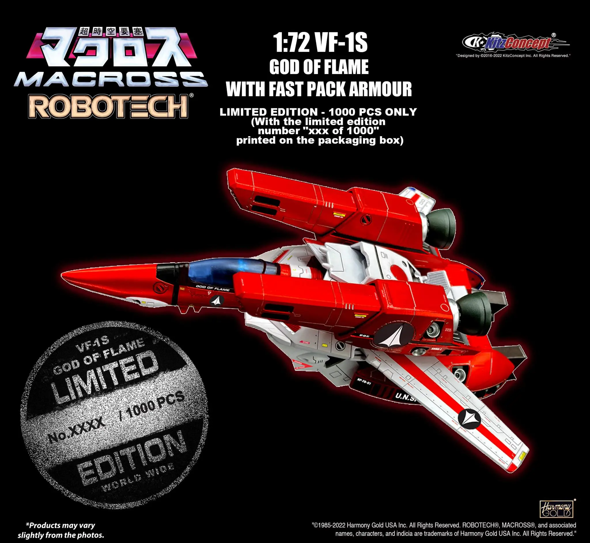 

in stock KitzConcept KC Robotech Macross VF-1S VF1S god of flame with fast pack armour limited edition