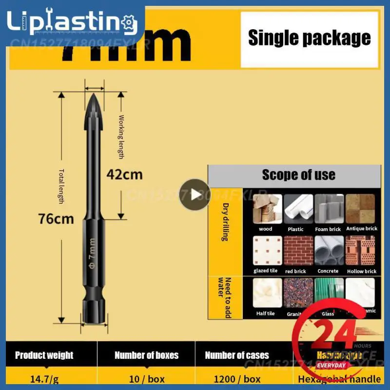 3/4/5/6/7/8/10/12 Mm Cross Hex Tile Bits Hole Saw Tile Drills Glass Ceramic Concrete Hole Opener Hand Tools Triangle Drill Alloy