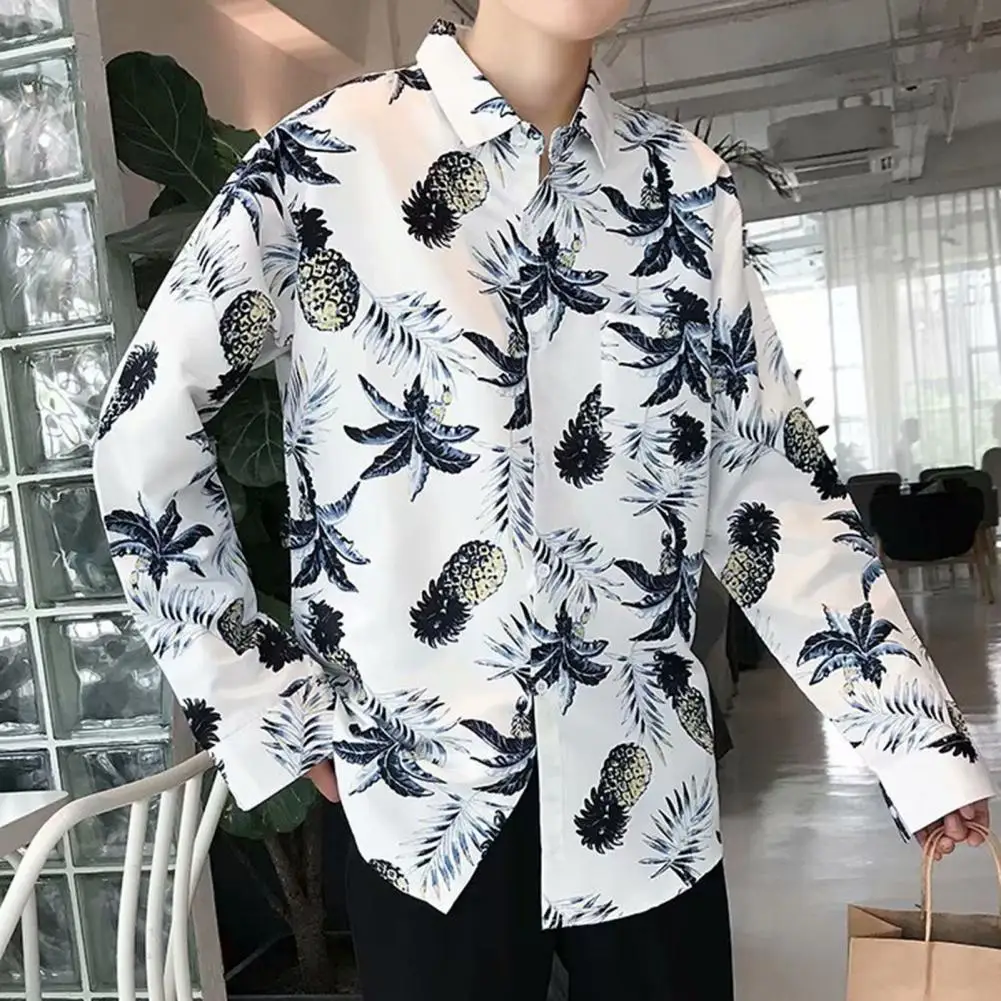 

3D Coconut Tree Print Men's Long Sleeve Hawaiian Shirt Resort Beach Shirt Oversized Harajuku Top Daily Garment