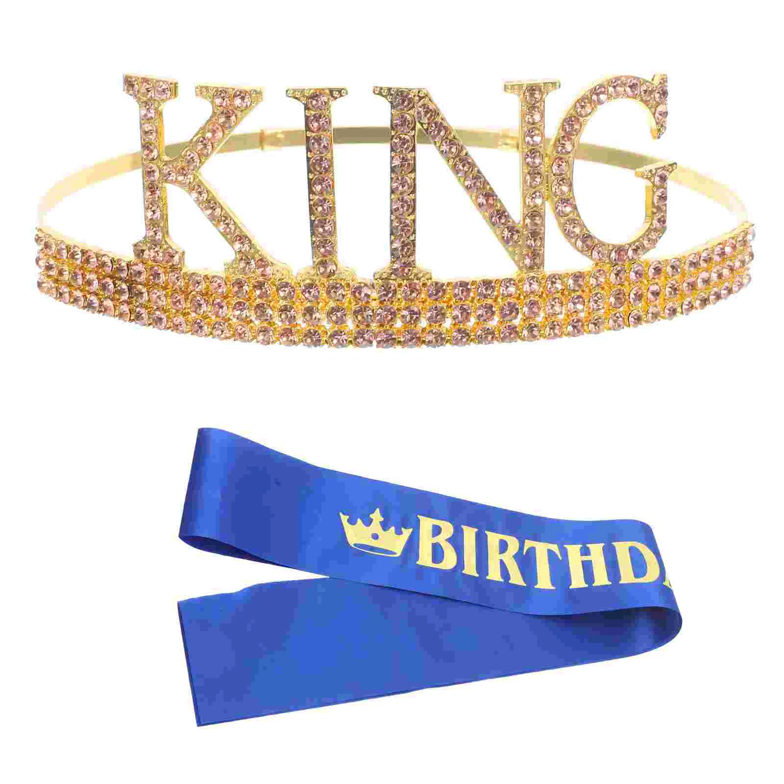

King Birthday Boys Men Props Toys Headdress Party Sash Tiara Costume Hat Headband Boy Children Cosplay Play Role Performance