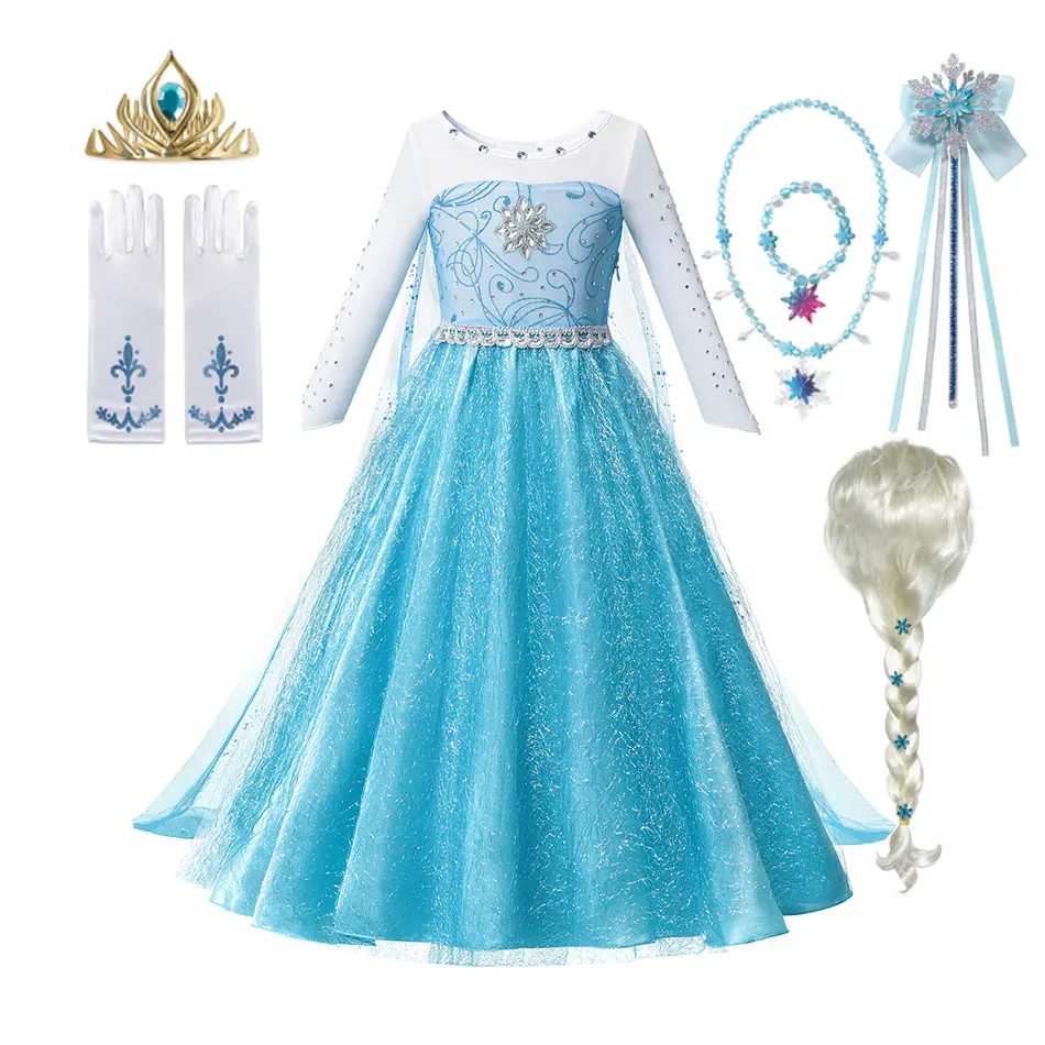 Платье принцессы Эльзы и Анны для девочек вечерняя одежда косплея на день