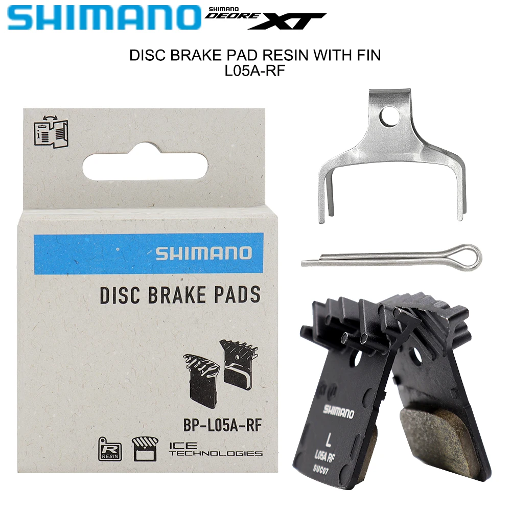 

SHIMANO DEORE XT L05A-RF Disc Brake Pad MTB Road Bike Resin with FIN 1 PAIR for M8100 M7100 R9150 R8050 105 4700 GRX 11-Speed
