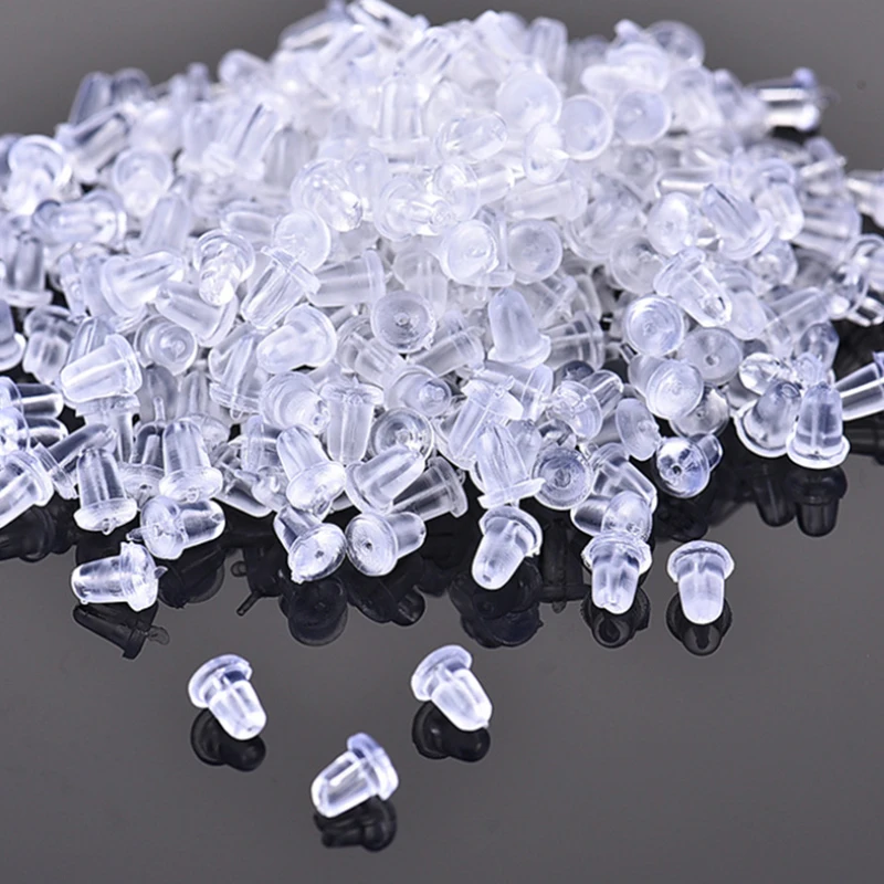 

300pcs/lot Ear Plug Clear Soft Silicone Rubber Earring Backs Safety Bullet Stopper Rubber DIY Jewelry Making Accessories Supplie