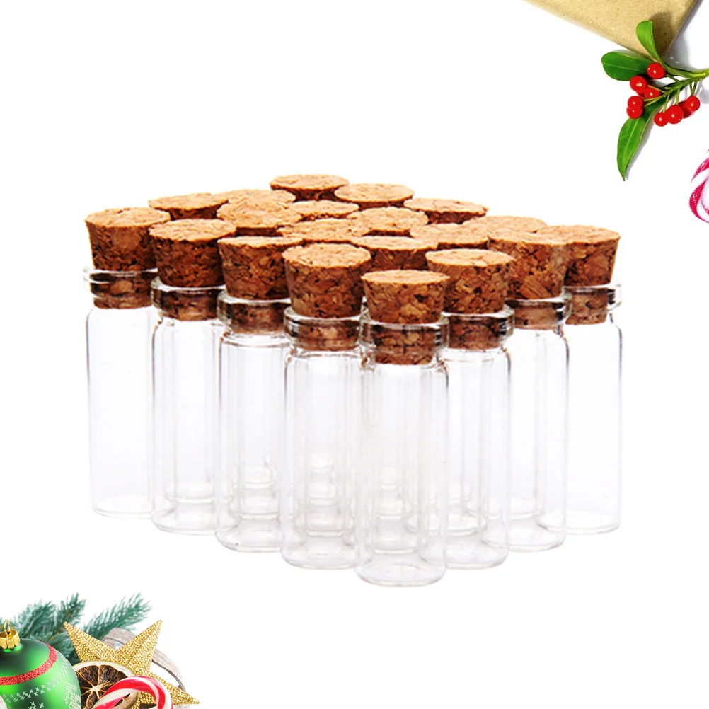 

24 PCS Mini Small Cork Bottles Glass Vials Storage Jars Favor Drifting Tiny Stopper Message