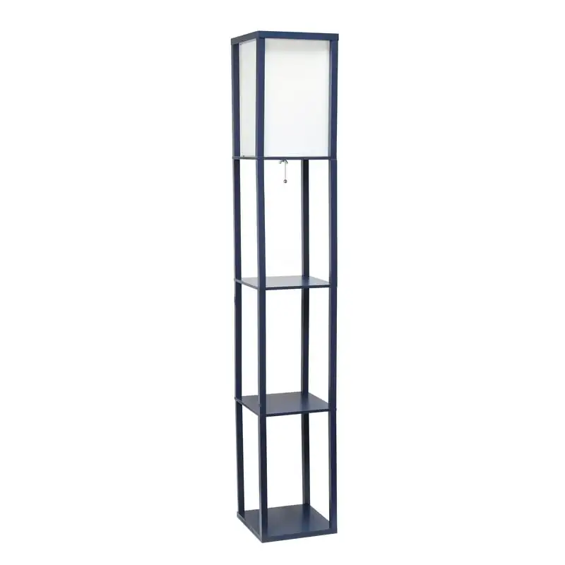 

Lamp Etagere Organizer Storage Shelf with Linen Shade, Navy