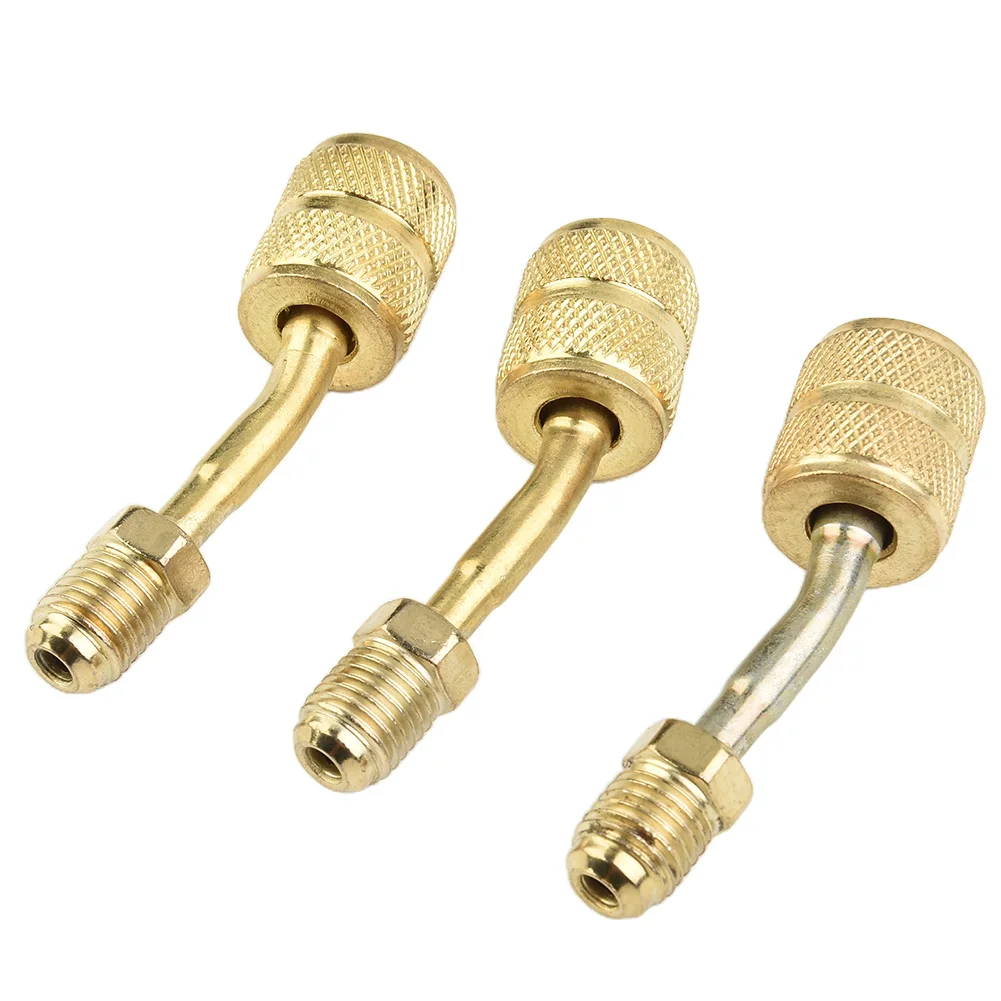 

3PCS SPLIT ADAPTER R410a 5/16\" SAE FEMALE 1/4\" SAE MALE -CURVE 45° HVAC Valve System Pressure Reducer With Pressure Reducer