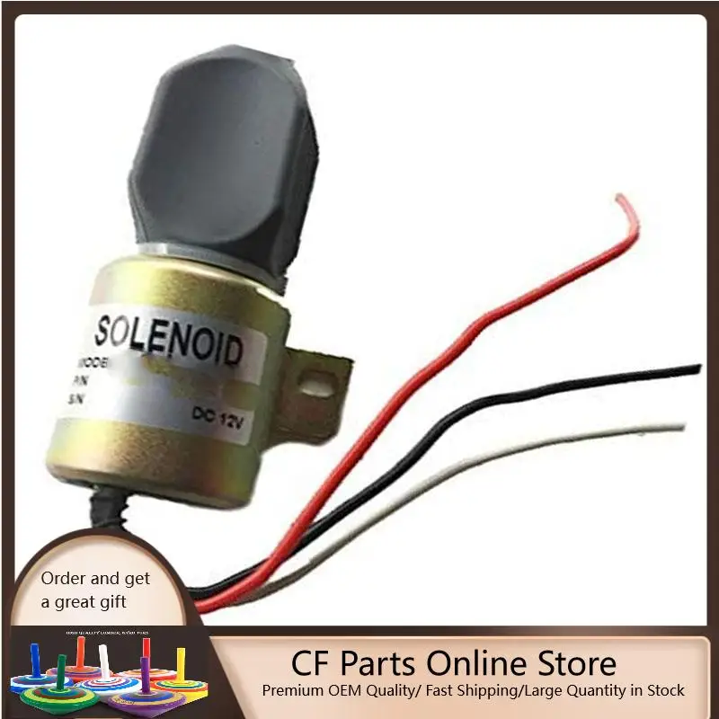 

12V Stop Solenoid SA-3786-12 1753ES-12E6ULB1S1 for Kubota Diesel Engine 21HP 91-05 Grasshopper Mower 721D2