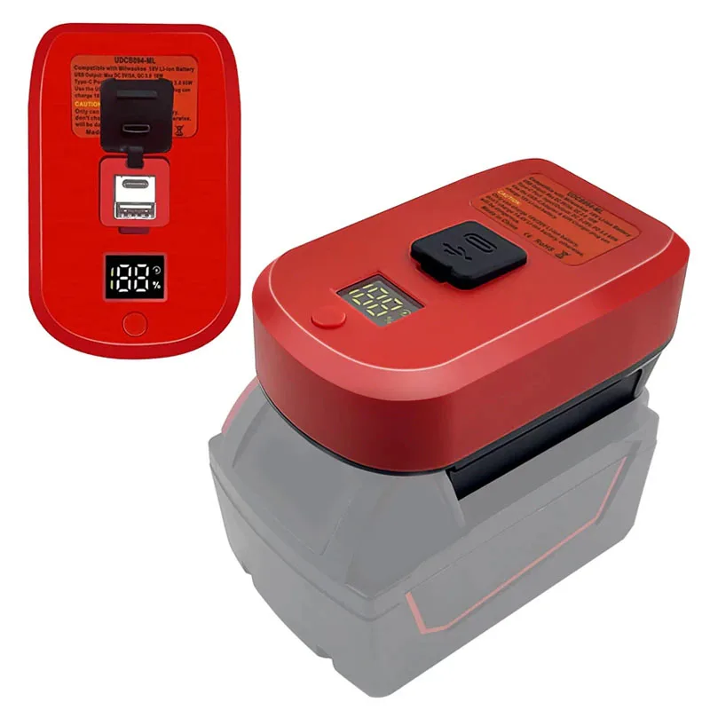 

Зарядное устройство для литий-ионных аккумуляторов Milwaukee 18 в, портативное зарядное устройство USB с портом Type-C и ЖК-дисплеем