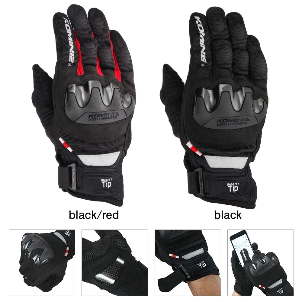 

Men Komine GK220 Motorcycle Gloves Black Racing Motorbike Road Race Glove 4 Season Moto Guante H