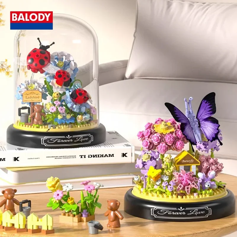 BALODY 6 шт. модные 3D мультяшные строительные блоки в горшках оригинальные