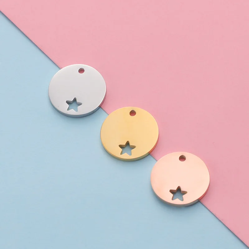 

20Pcs PVD Plated Mirror Polished Stainless Steel Cutting Hollow Star Pendant Charms For DIY Making Bracelets Necklaces Keychains