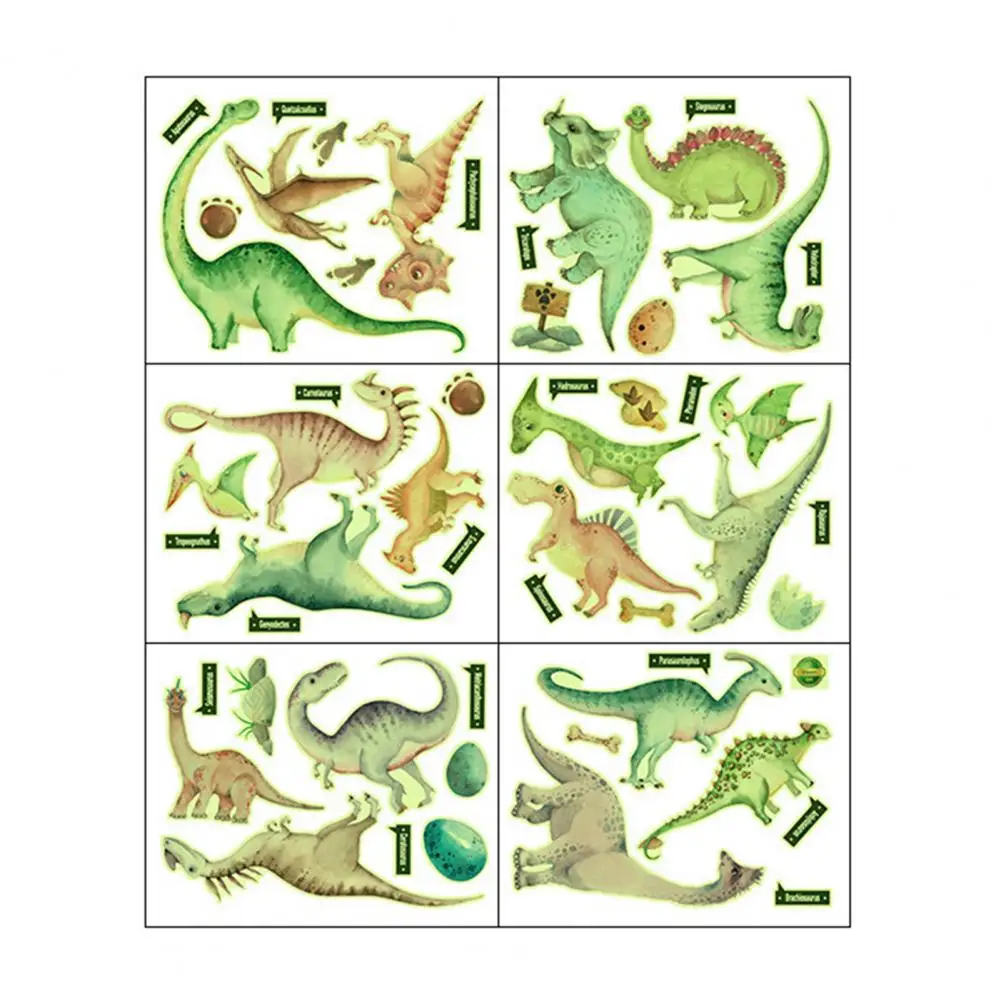 

Светящиеся Настенные наклейки яркого цвета, 6 шт., водонепроницаемые наклейки на стену для детской комнаты, светящиеся наклейки на окна в виде динозавра, декоративные украшения