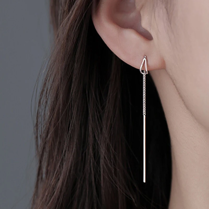 Fashion Drop Ear Line Long Hanging Earrings For Women Gold Color Zircon Crystal Piercing Threader Earing Ear Accessories Jewelry images - 6