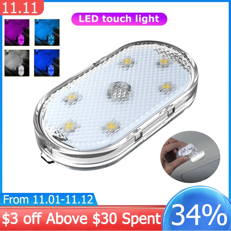 

Перезаряжаемый USB светодиодный сенсорный Ночной светильник для стайлинга автомобиля, 5 В, беспроводные внутренние потолочные лампы для чте...